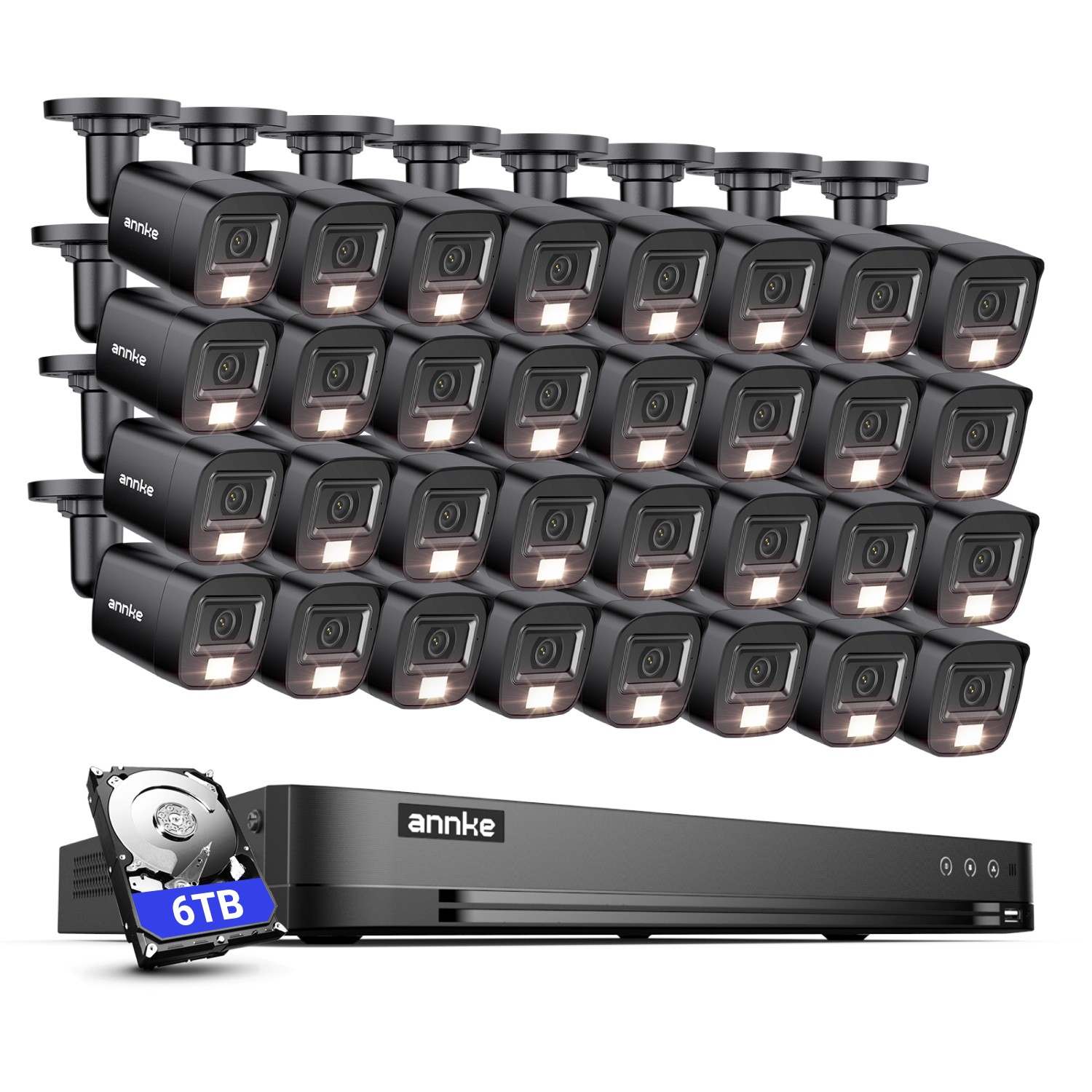 ANNKE 32CH 3K Lite DVR 1080P AI Security Camera System Color Night Vision H.265+