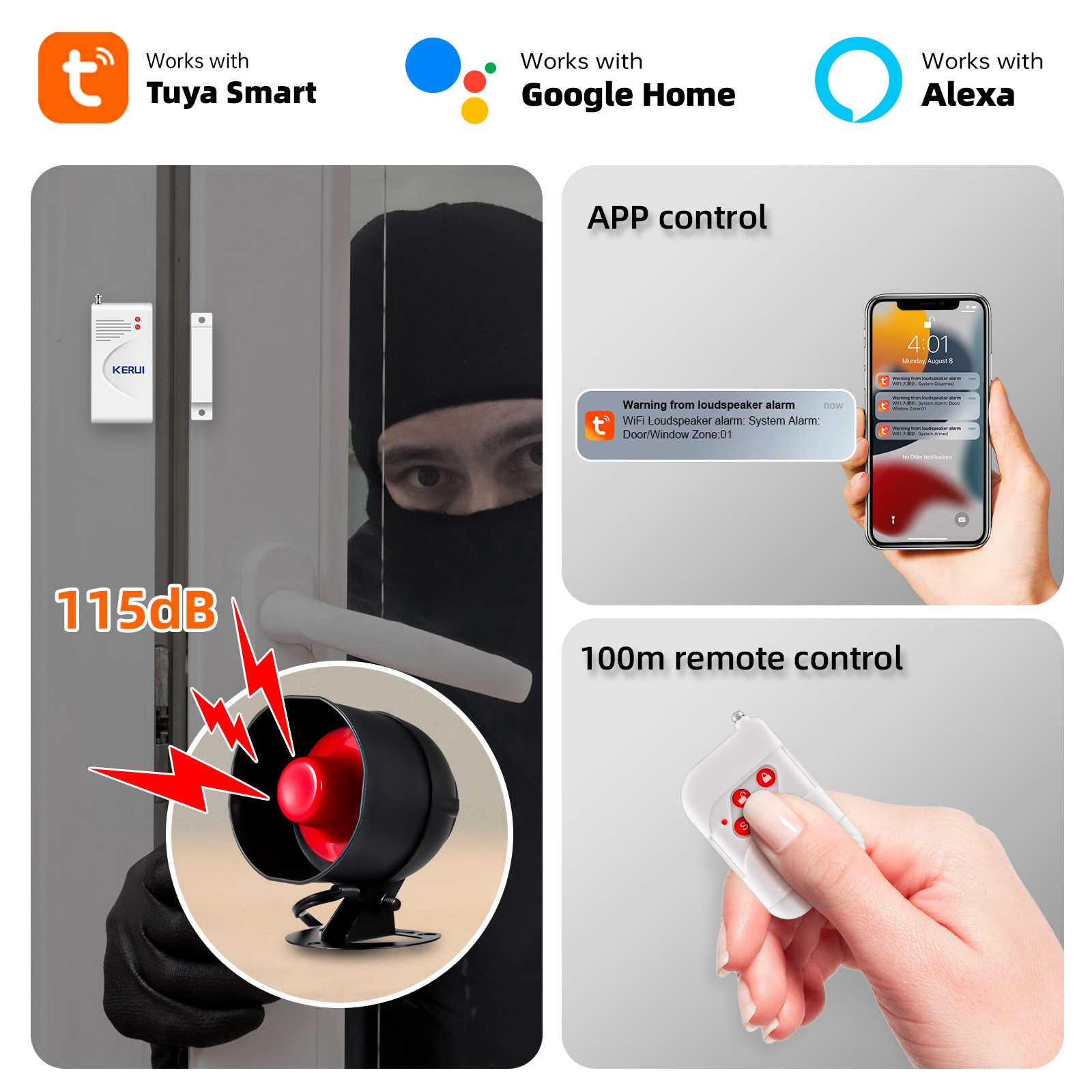 KERUI Alarm Standalone Home Security System Garage Detect Anti-theft Loud Alert