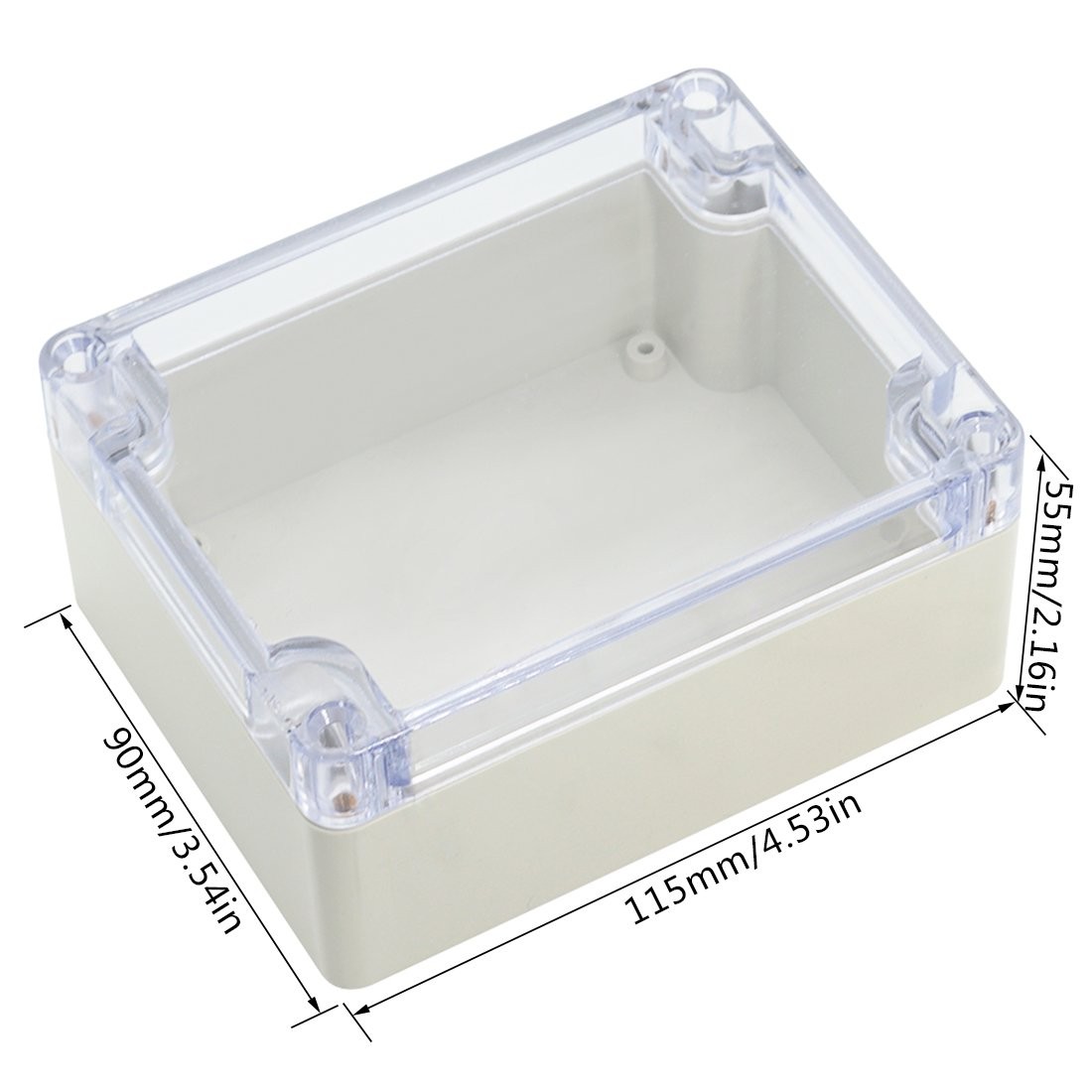 LeMotech ABS Plastic Junction Box, Dustproof 4.53″ x 3.54″ x 2.16″, Clear