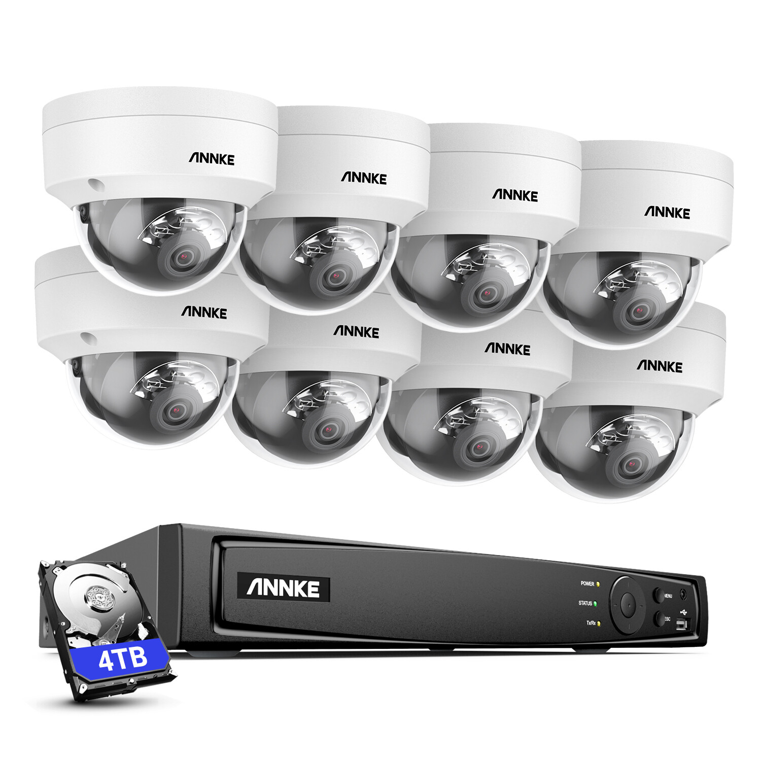 ANNKE 8CH 12MP NVR 4K POE Security IP Camera System Color Night Audio Recording