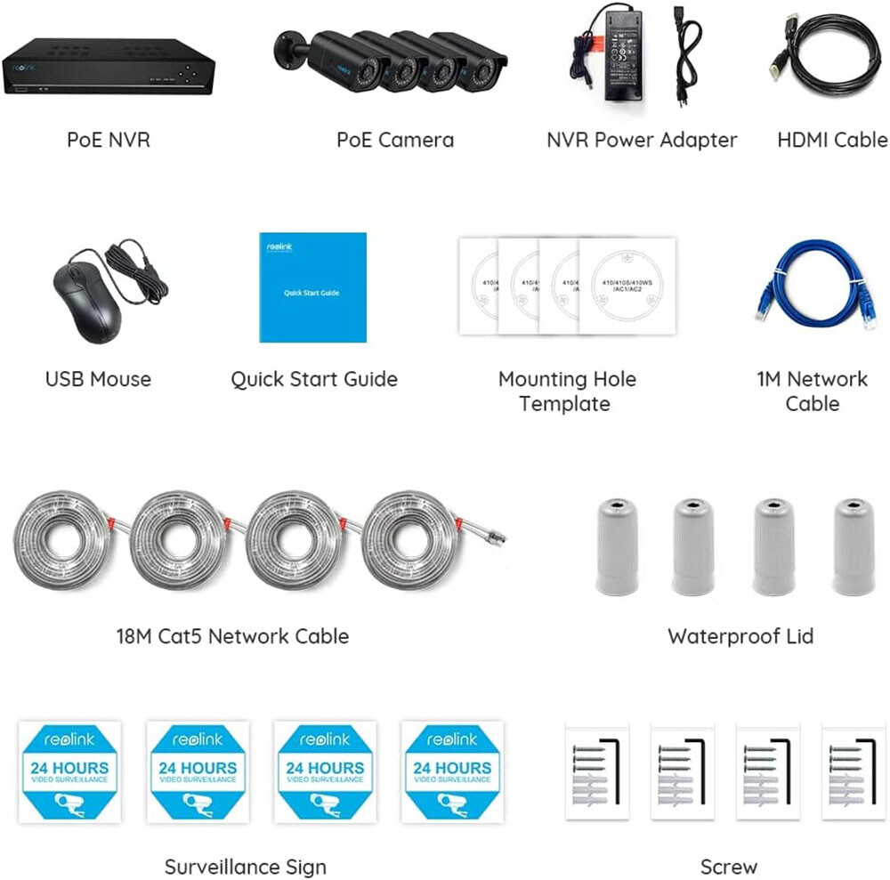 Reolink 8 Channel NVR 4K 8MP Home Security Camera System Kit Outdoor RLK8-800B4