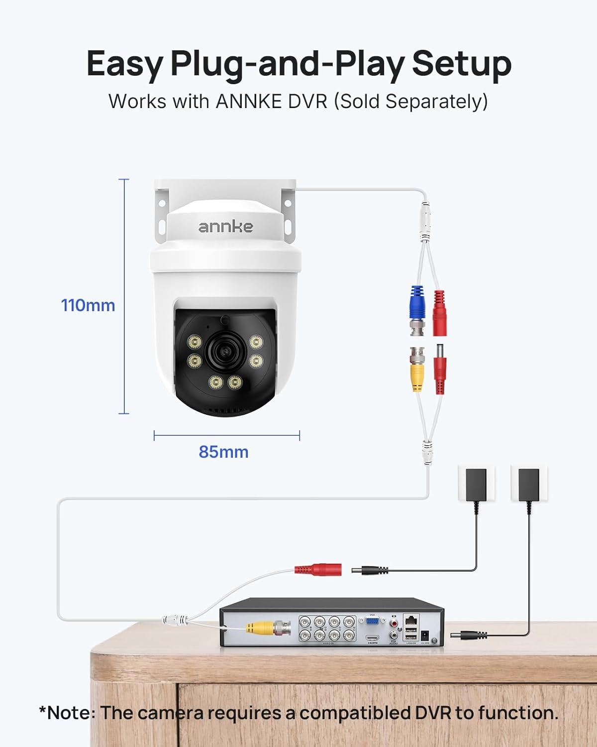 ANNKE 1080P Video 350° Pan&Tilt CCTV Security Camera Outdoor 2MP IR Night Vision