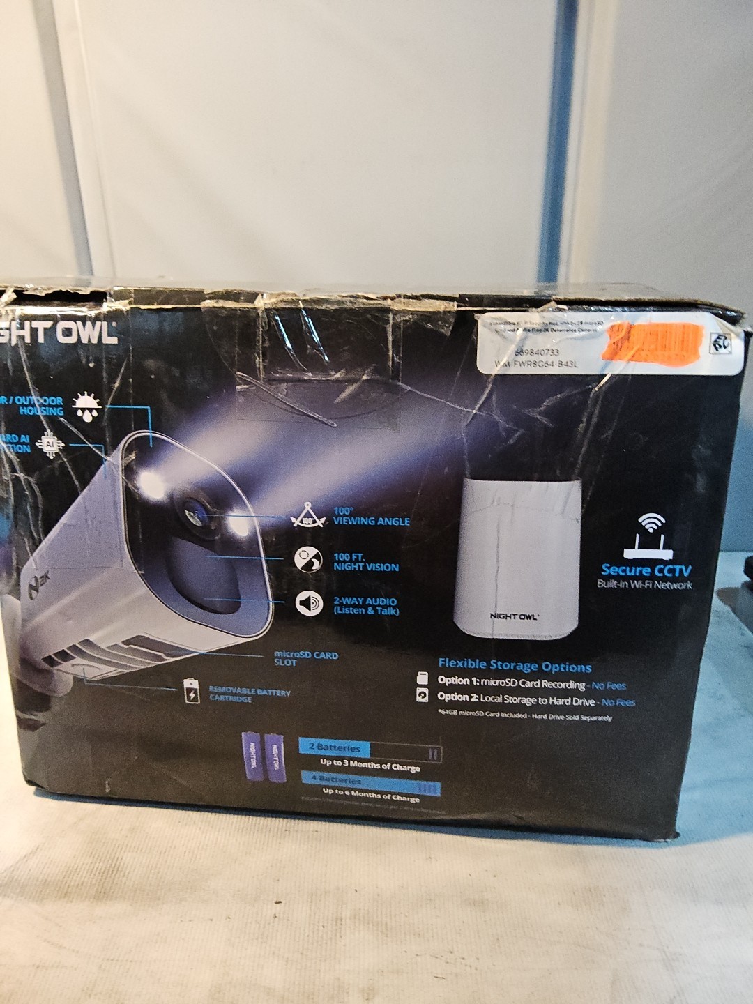 ¥Night Owl 2K HD Battery Wi-Fi System Security Hub and 3 Cameras (White)