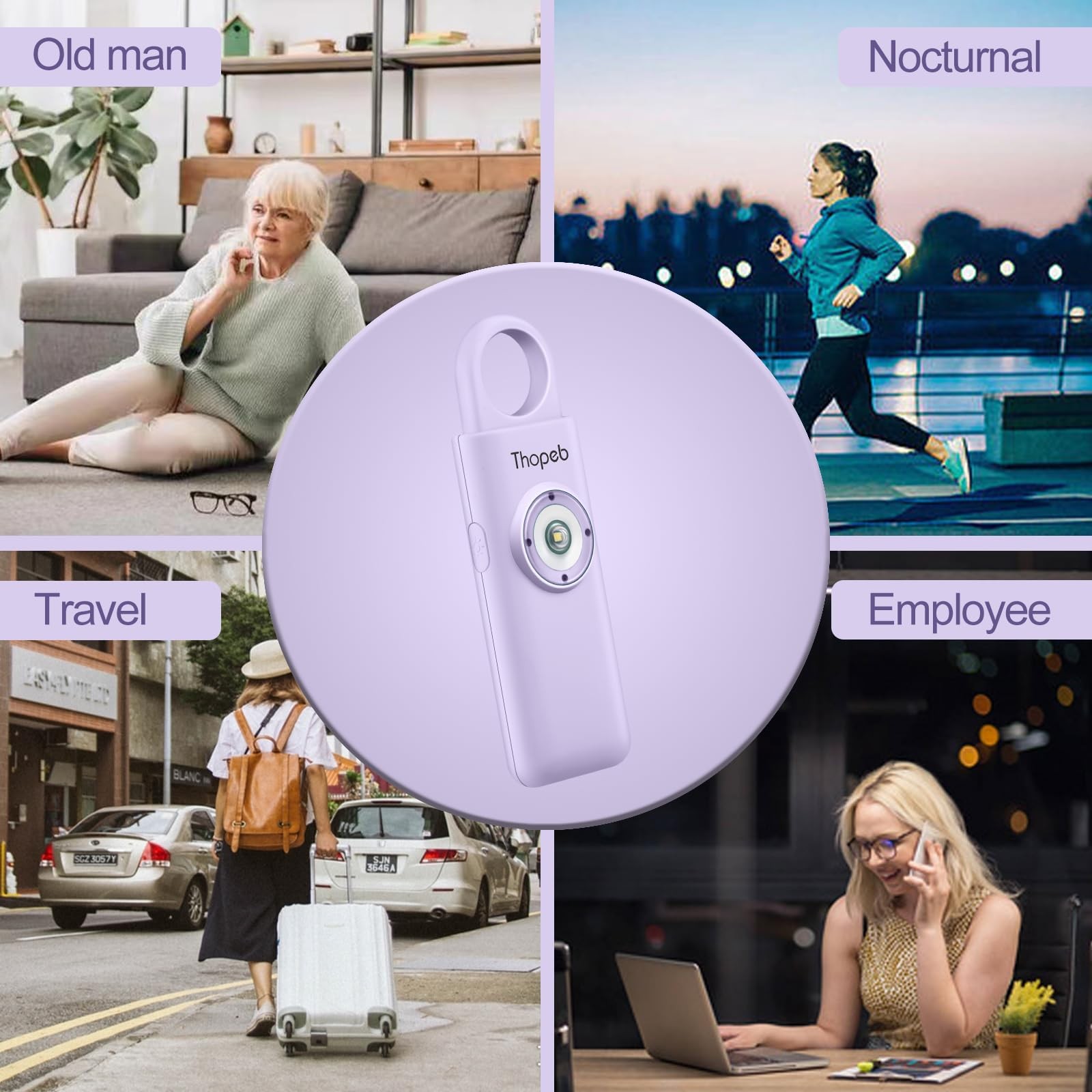 – Personal Safety Alarm for Women–135dB Siren, Strobe Light and Rechargeable …