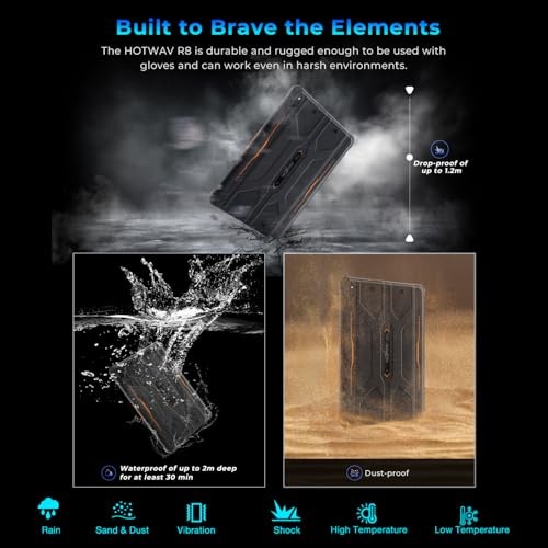 R8 Waterproof Tablet Android 14, 10.1inch HD+ Rugged Tablet, 10800mAh, Orange