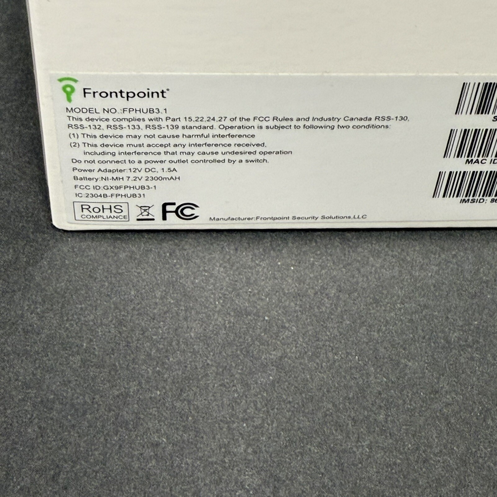 Frontpoint Security System Hub Model FPHUB1 front point