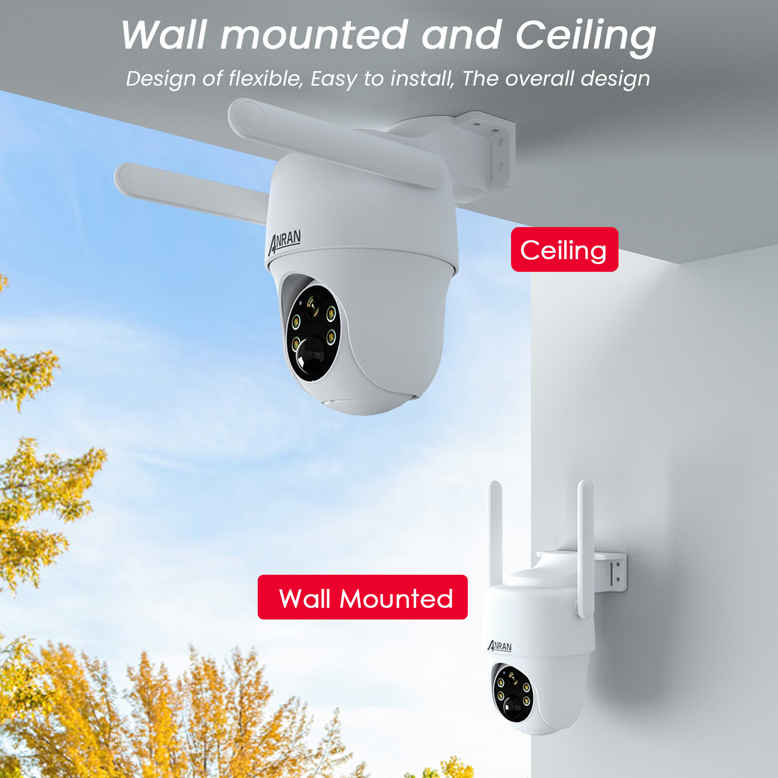ANRAN 4G LTE Security Camera Outdoor Solar Battery Powered Wireless W/ Sim Card