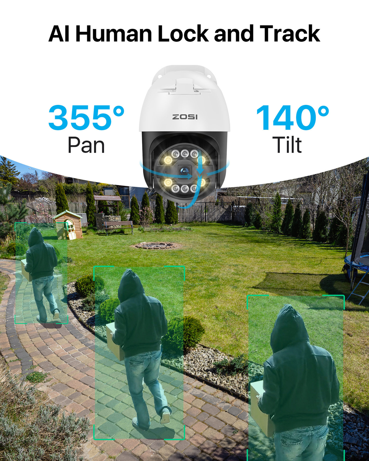 ZOSI 4K 16CH PoE Security Camera System with 4TB AI Face Person Vehicle Detect