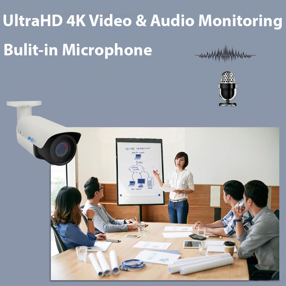 16CH 4K NVR 16 X 8MP 2160P PoE IP Outdoor Microphone Security Camera System 4TB