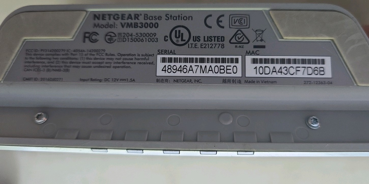 NETGEAR Arlo Smart Home Security Camera Base Station (Model: VMB3000)