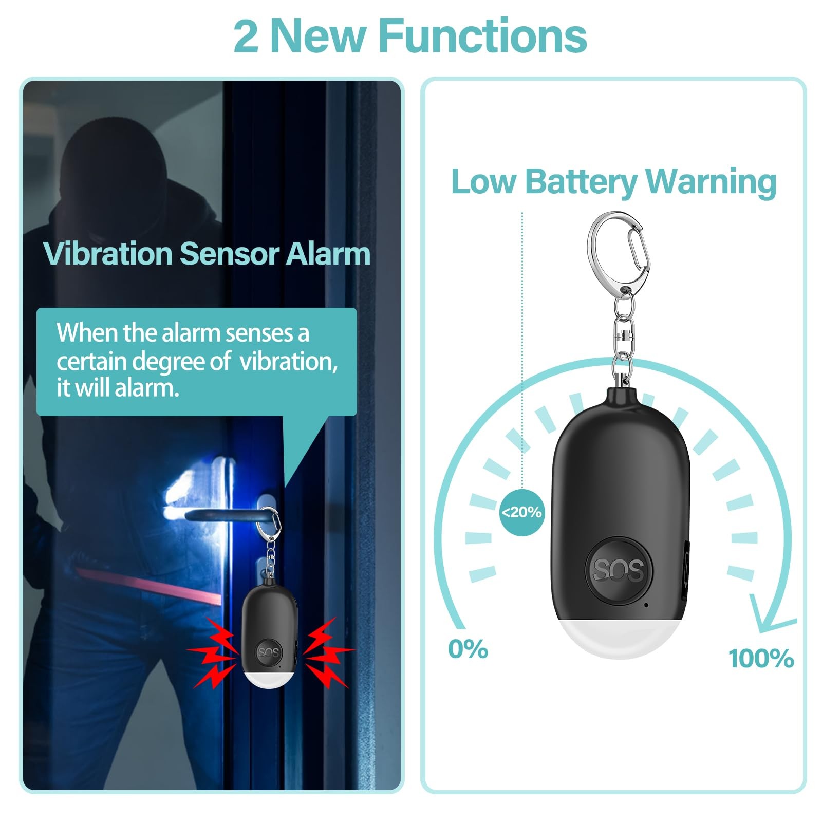 Personal Safety Alarm for Women, 2 Pack Rechargeable 130dB Self Defense Alarm…