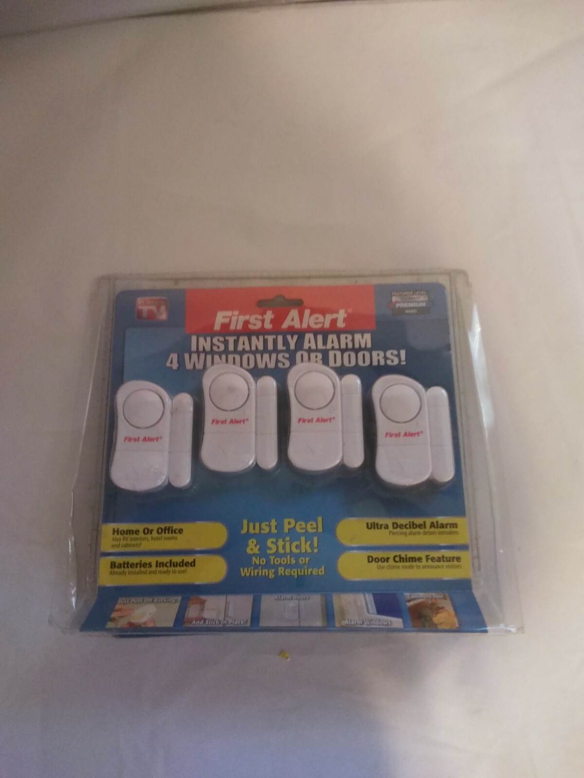 First Alert Instant Alarm For 4 Windows or Doors Peel and Stick As Seen on TV