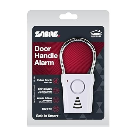 SABRE 110dB Wireless Door Handle Alarm – Vibration-Triggered Security Device