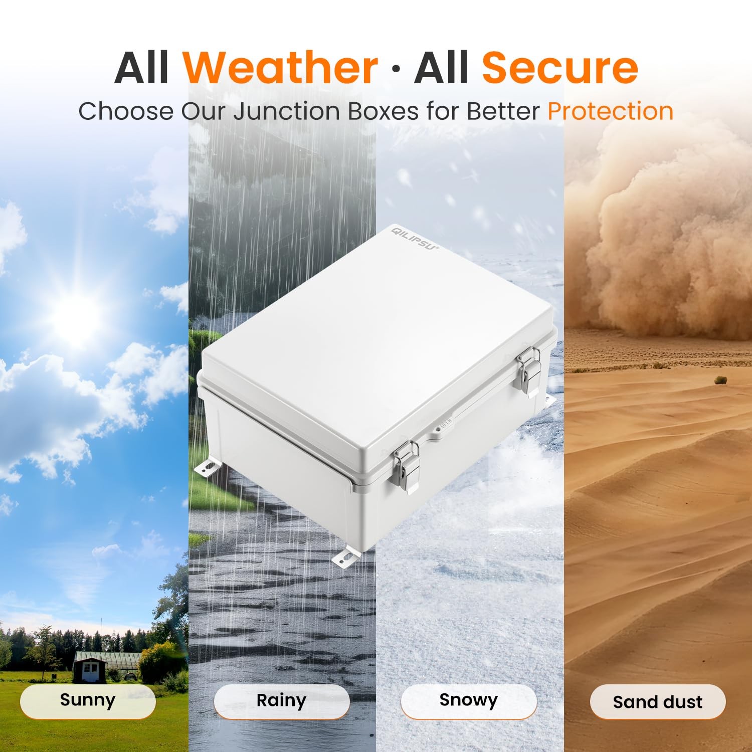QILIPSU Outdoor Electrical Box, 14.6″x10.6″x5.9″ 14.6″x10.6″x5.9″, Grey Cover