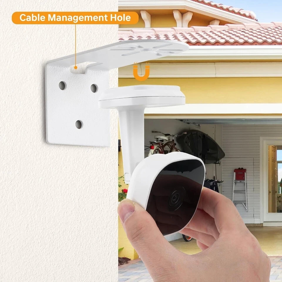 Metal Wall Mount for myQ Smart Garage Security Camera, No Drill White