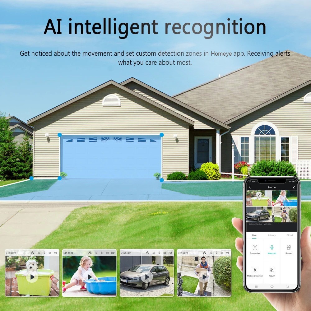 1080P WiFi Camera Solar Outdoor Wireless Battery Powered Security Camera AI PIR
