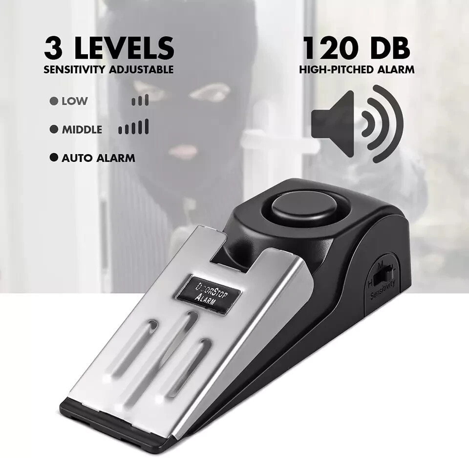 Door Stop Alarm, Door Stopper Security for Home Travel Apartment with 120DB