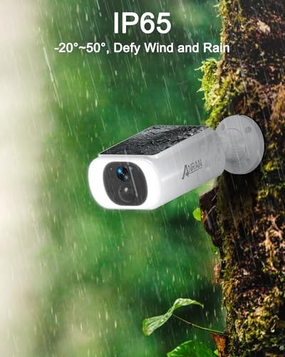 2K Solar Security Cameras Wireless Outdoor, 2.4Ghz WiFi Surveillance 3MP-White