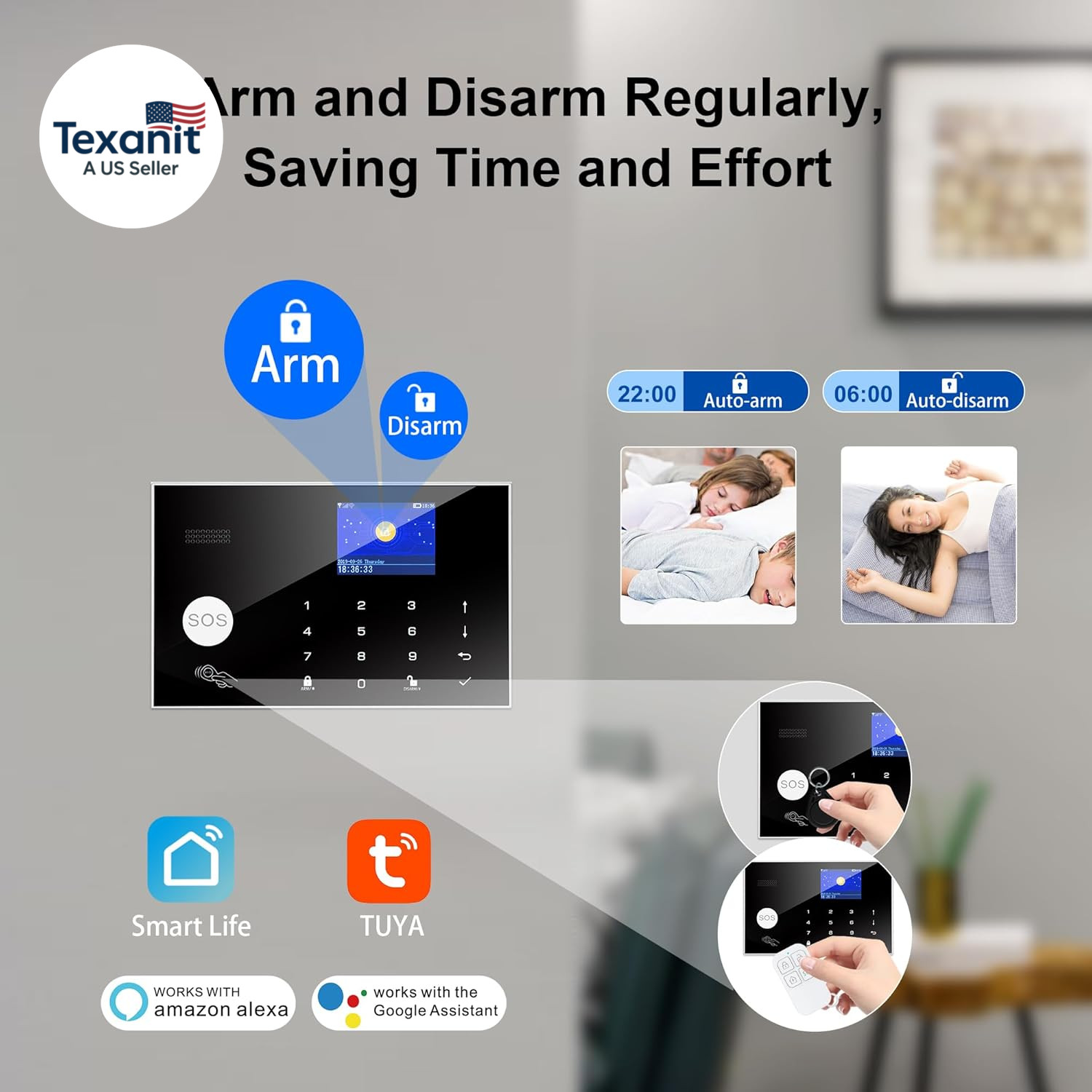 Wireless Home Alarm System, 13Pcs GSM SMS 2G Wifi Full Burglar Alarm System, Sir