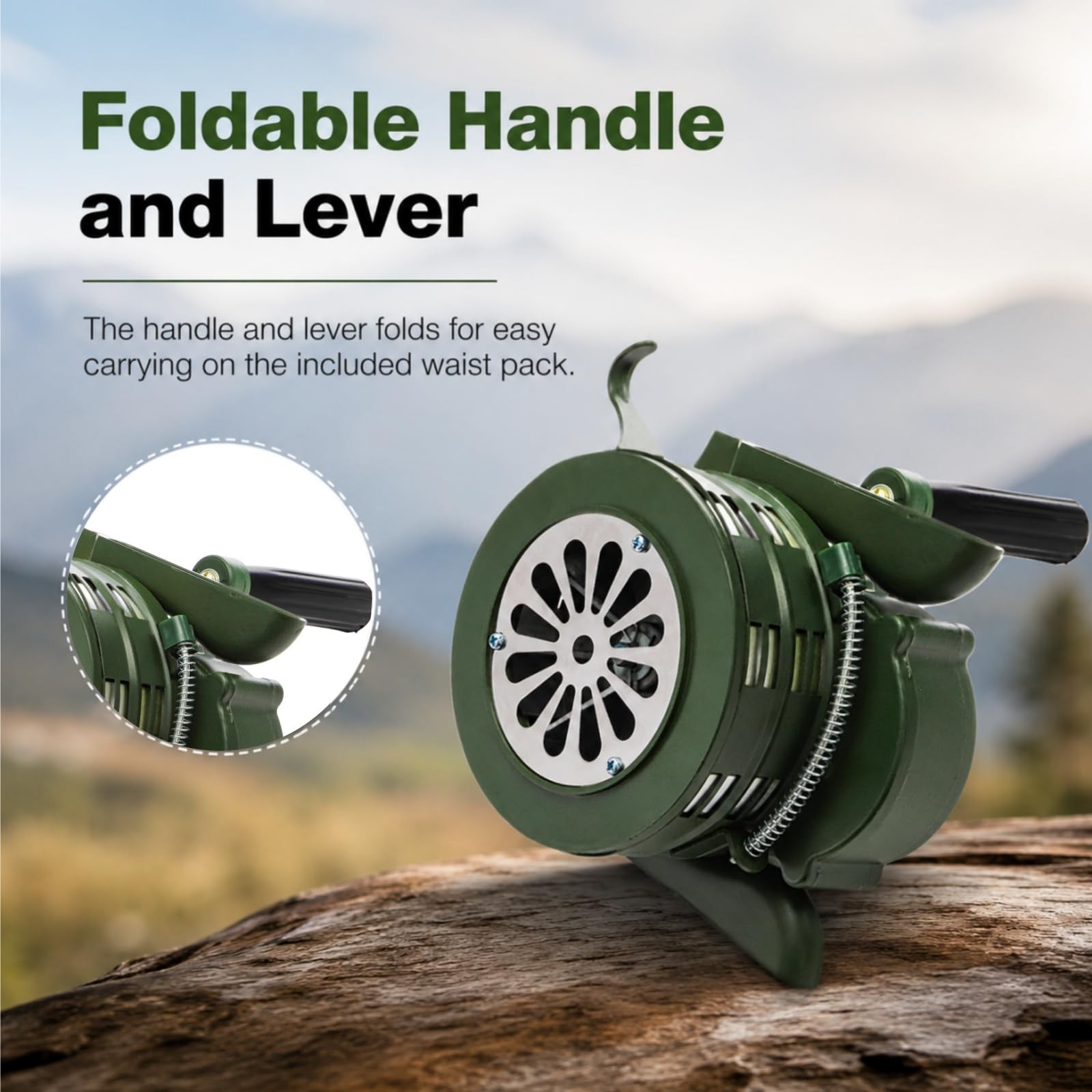 110 DB Hand Crank Siren Horn with Foldable Handle, Portable