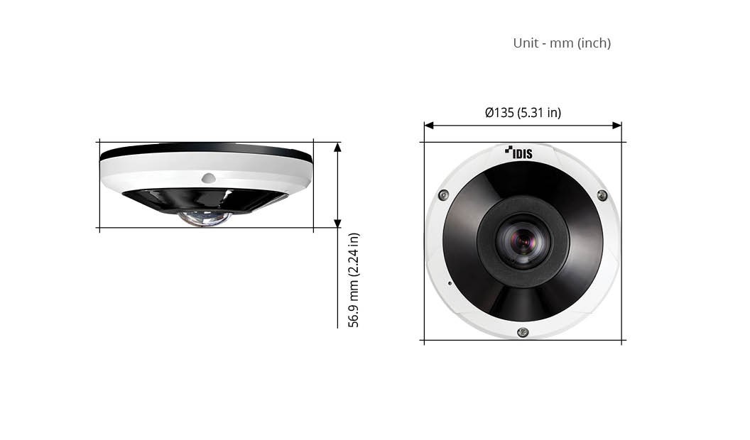 DC-Y6516WRX IP Fisheye Camera /5MP /Micro SD/Two-Way Audio Alarm PoE 802.3AF