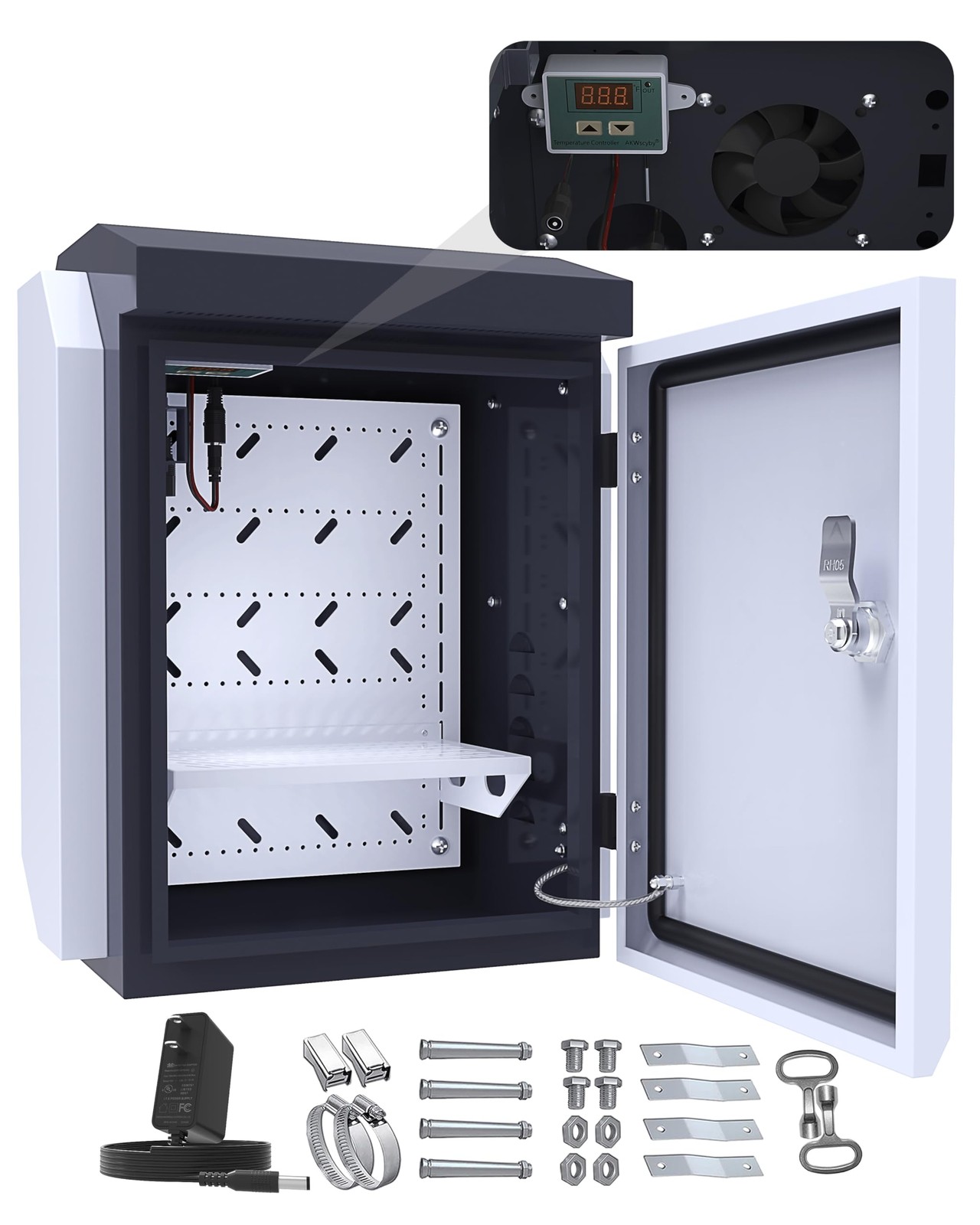 Akwscyby Outdoor Electrical 17.7″H x 13.4″L x 9.0″W, White + Gray and Black