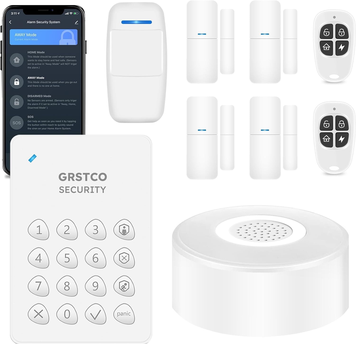 WiFi Alarm System, Smart Home Alarm System Wireless 9 Piece-kit, DIY Alarm Syste