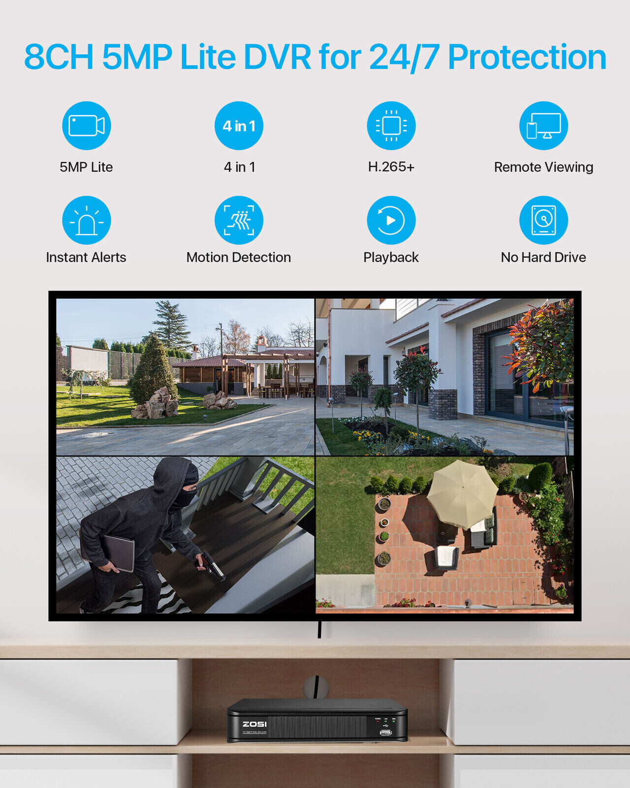 ZOSI CCTV 1080P Security Outdoor Camera System 8CH HD DVR Home Surveillance