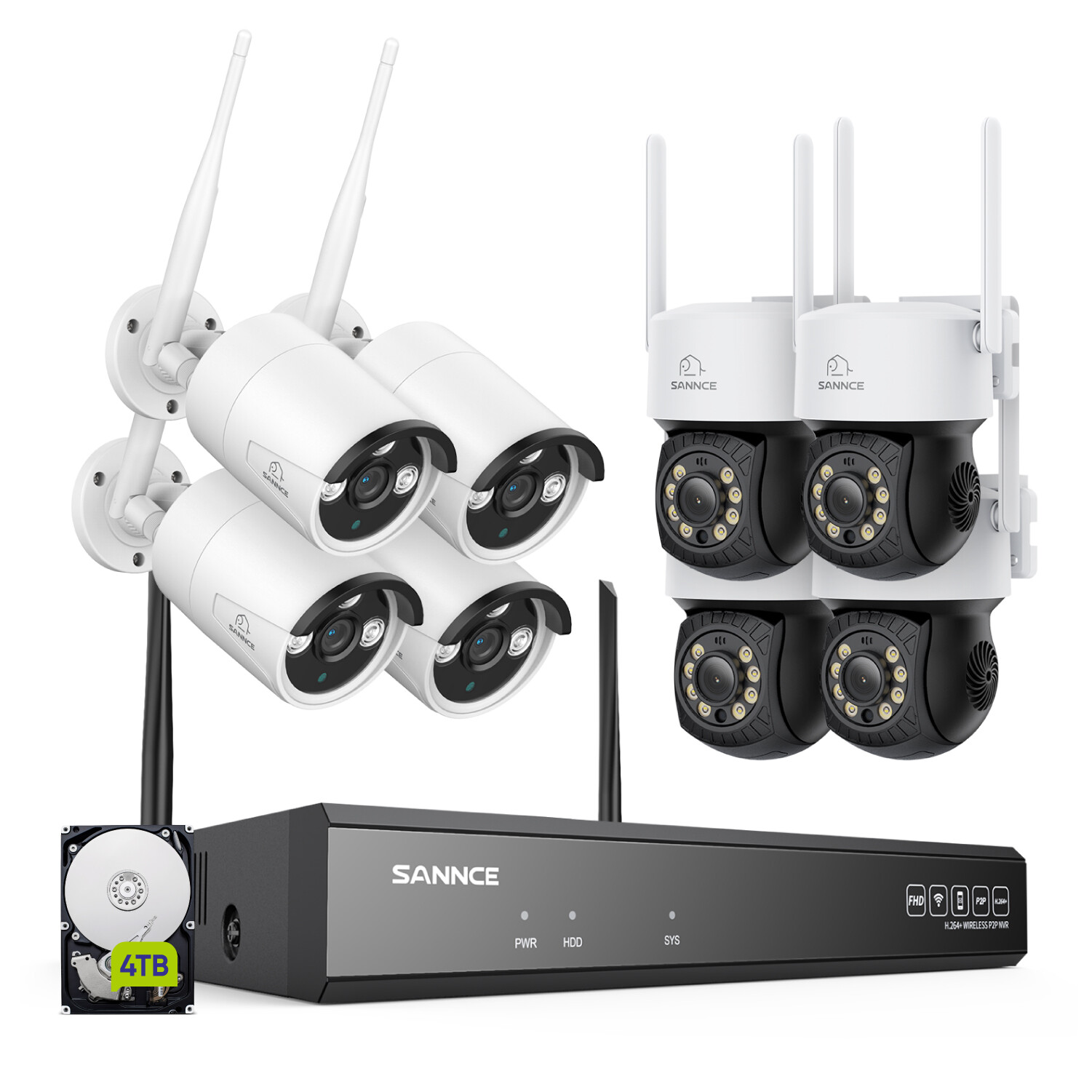 SANNCE 3MP Wireless Pan&Tilt Color Security Camera System 10CH NVR Two-Way Audio