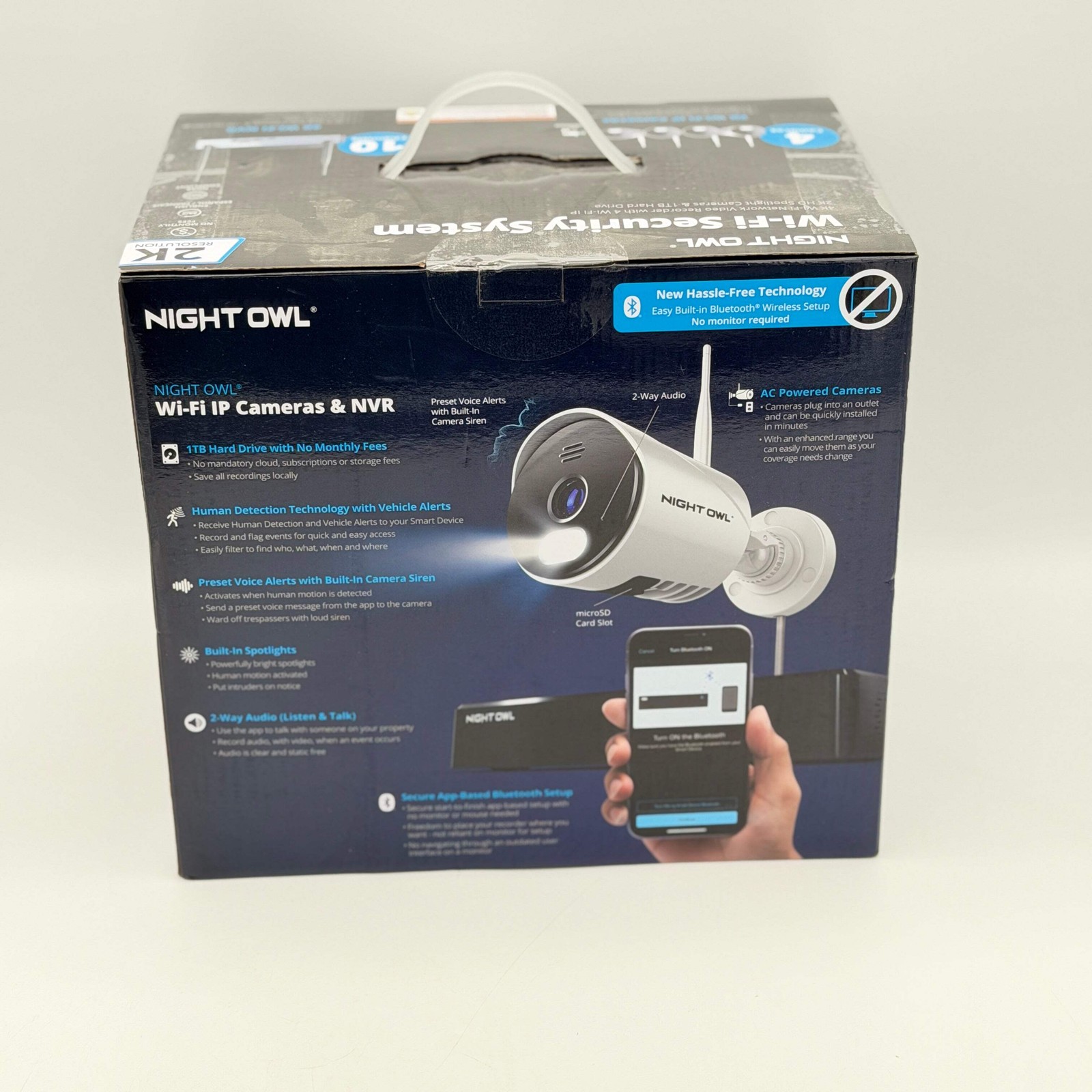 NIGHT OWL 2K Wi-Fi Security System 4 Cameras 1TB NVR White Bluetooth – New Seale