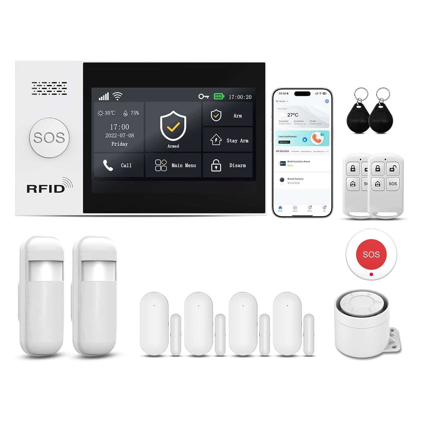 Wireless Home Security Alarm System | 4.3″ Touch Screen | GSM/4G + WiFi | DIY Se