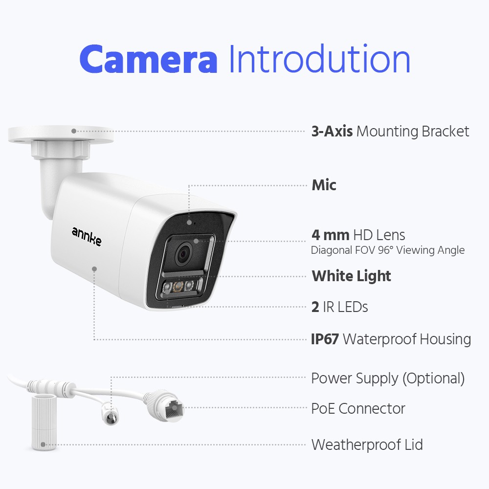 ANNKE 8CH 4K NVR 8MP Color Night POE Security Camera System Audio Recording CCTV