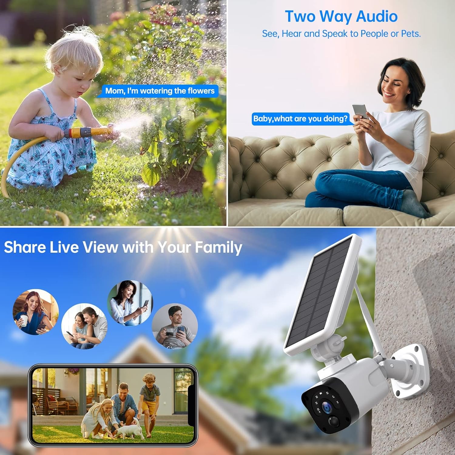 4PCS Solar Battery Camera 4MP 2K Outdoor WiFi Security Camera System Smart Home