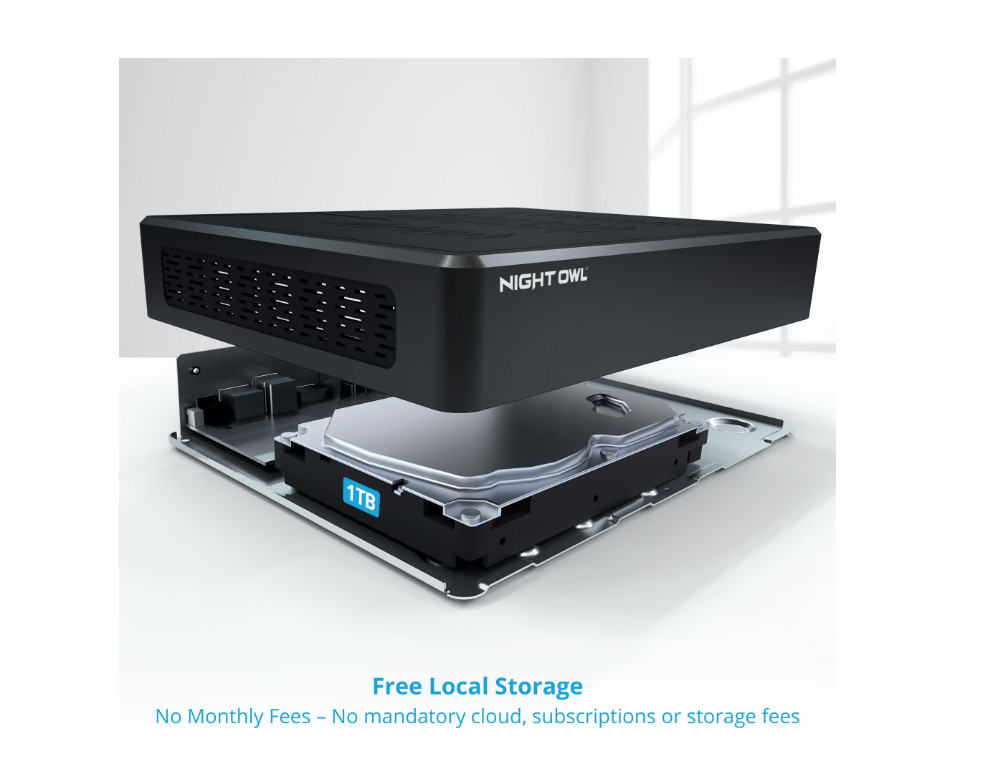 NEW Night Owl 8 Channel 4K Bluetooth DVR w/ 1TB Hard Drive & 4 Wired UHD Cameras
