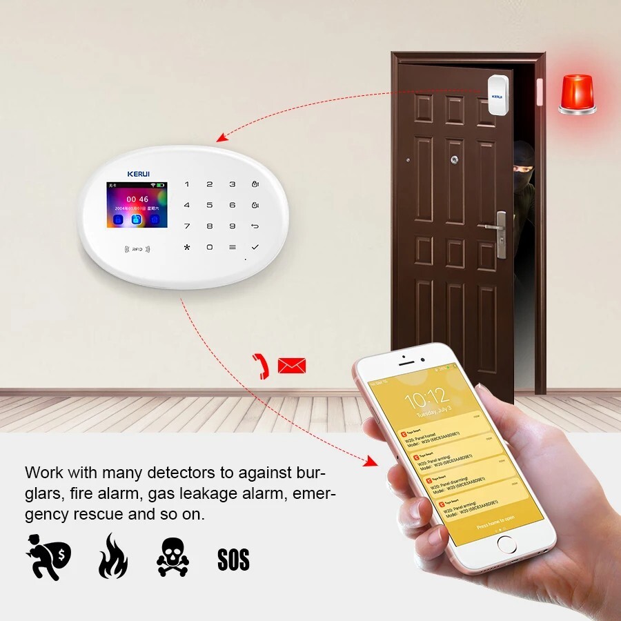 Alarm Security System For Smart Home Burglar WiFi GSM App Motion Sensor Kit