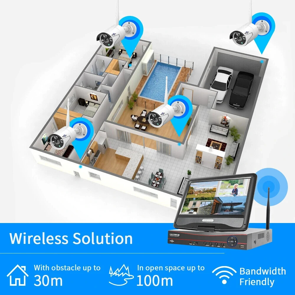 HISEEU Wifi IP 5MP 8CH NVR Kit Wireless Security Camera System CCTV Outdoor