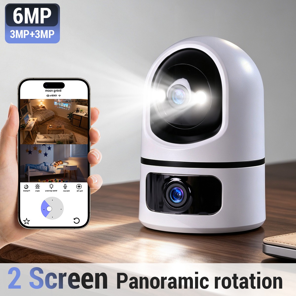 2K Audio Security IP Camera Dual Lens Indoor AI Human Detect Color Night Vision
