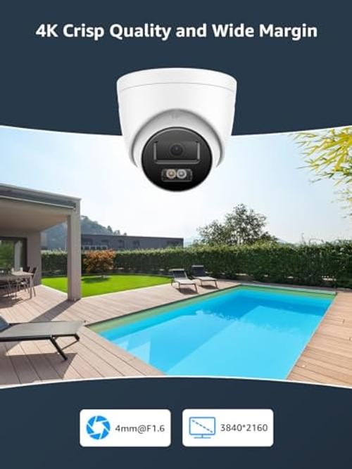 4K PoE Security Camera System with Audio Recording, 8 Channel 12MP WHITE