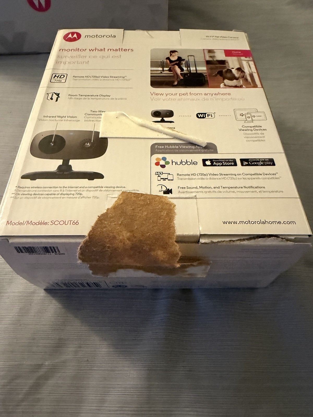 NEW OPEN BOX- Motorola SCOUT66 Wi-Fi HD Pet Video Monitoring Camera by Motorola