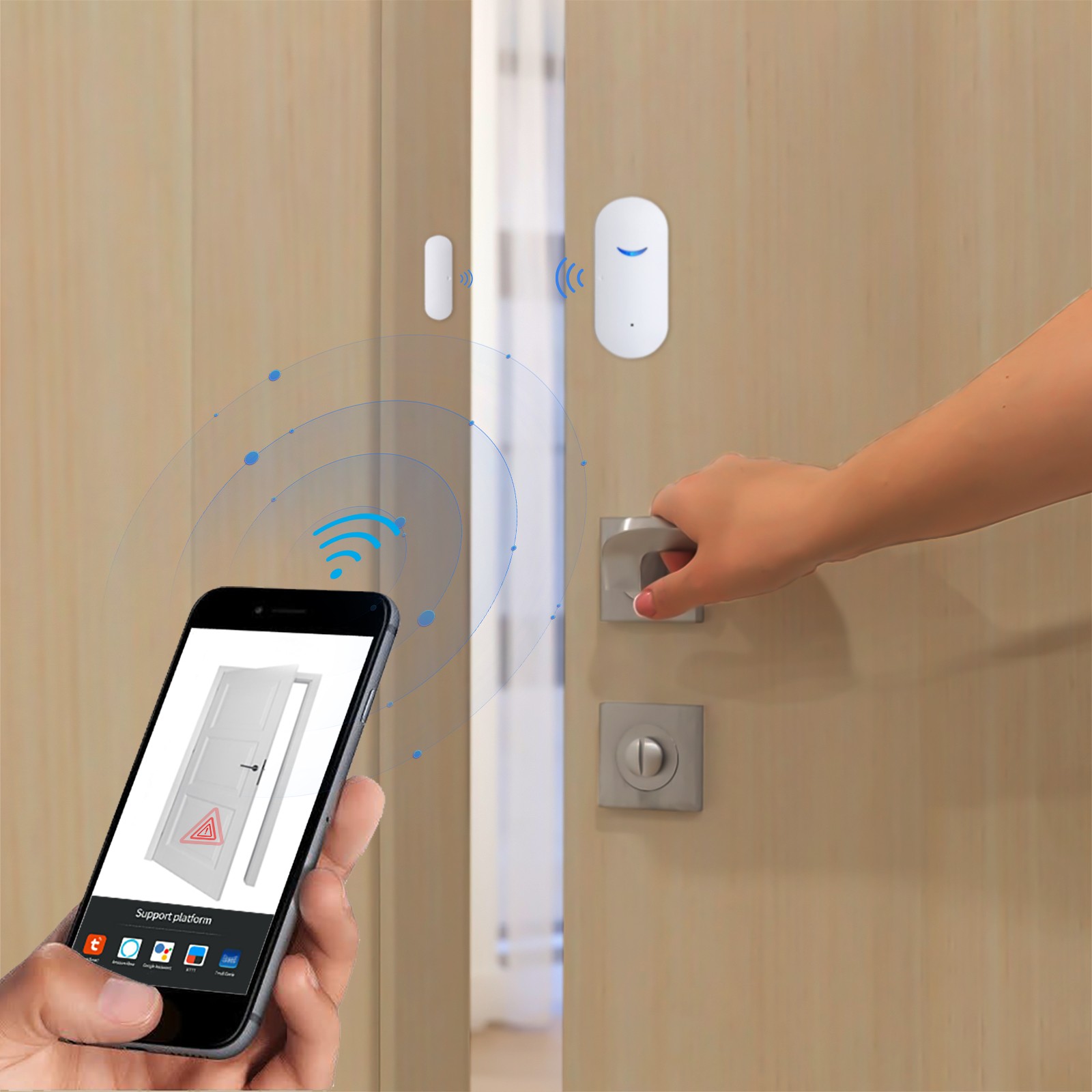 Smart Door Window Sensor Detector WiFi Wireless Safe Alarm for Alexa Google Home