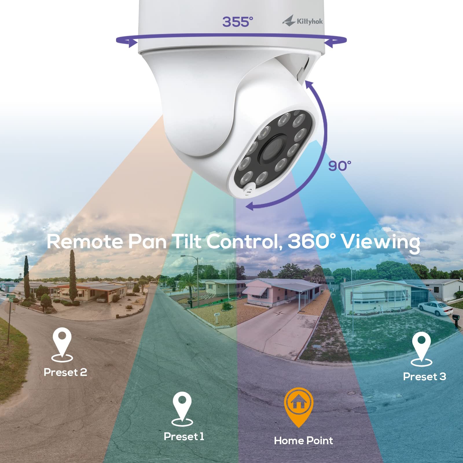 Kittyhok PTZ Security Camera Wireless Outdoor | 2K FHD Cameras White