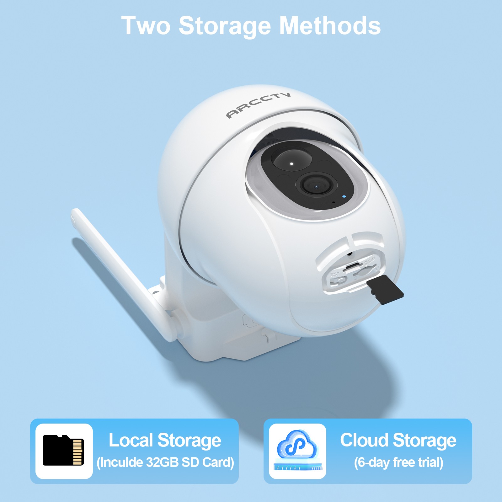 ARCCTV 4G LTE Outdoor Solar Security Camera 360° PTZ Wireless 2Way Audio 2PACK