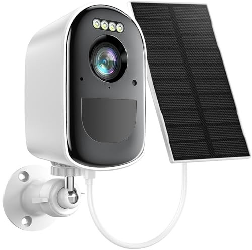 Security Cameras, Wireless Camera Outdoor Powered by 1 Count white and black