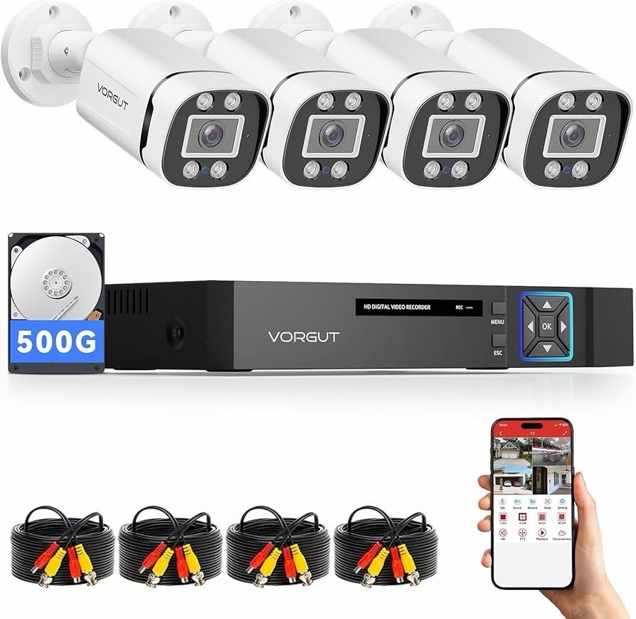 （Q5D）Wired 4CH 5MP Lite CCTV Security Camera System DVR 4 Bullet Cam Nightvision