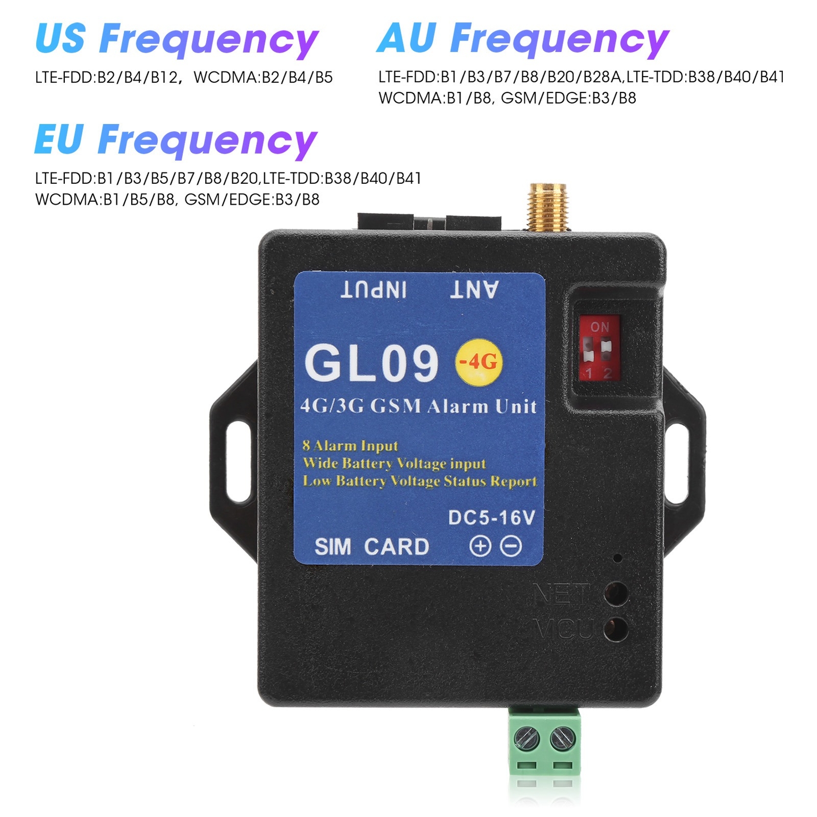 4G 3G 2G GSM Alarm System 8 Channels 5-16V DC Home Security SMS Message Call APP