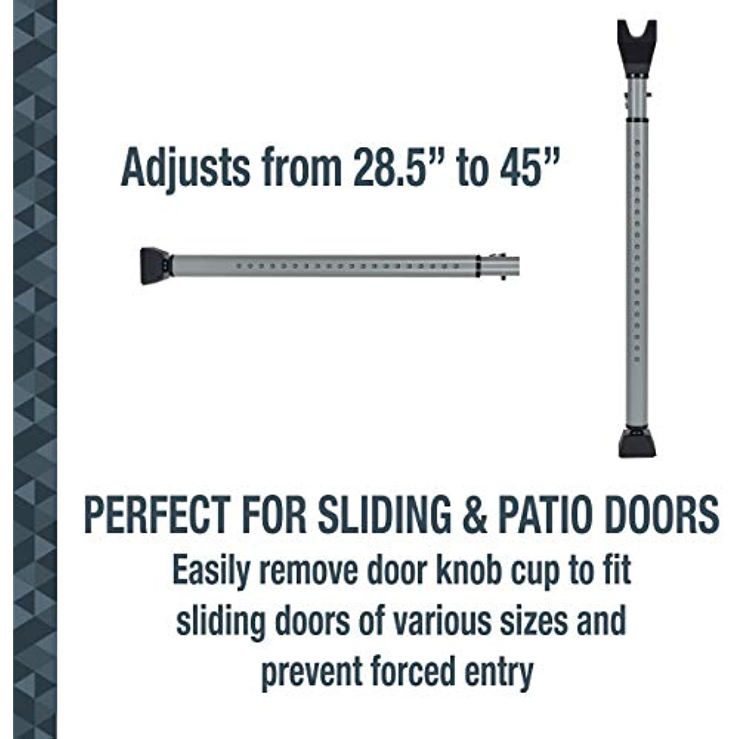 SABRE Adjustable 2-in-1 Door Security Bar, Door Stop Bar Secures Onto Door Knob,