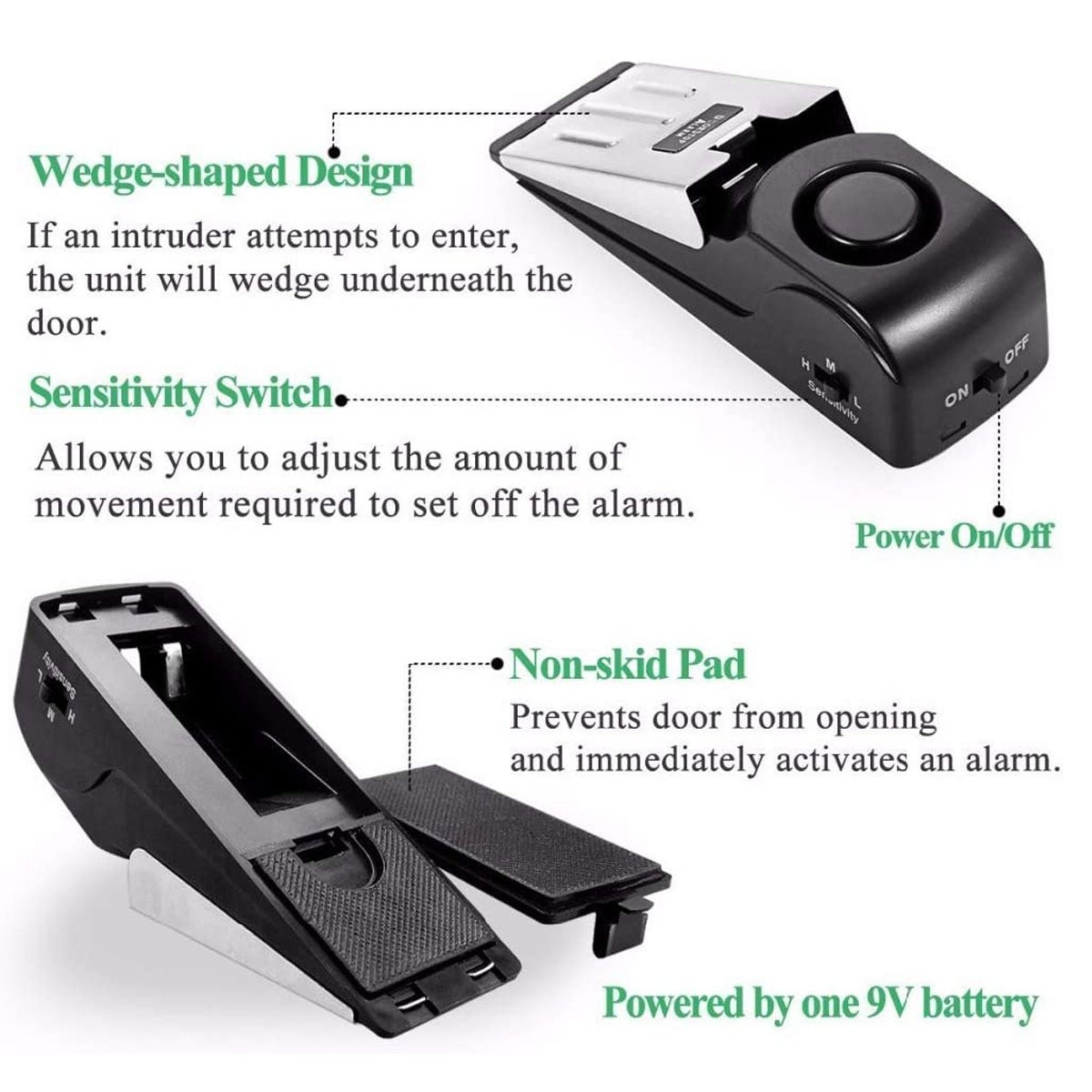 3PCS 120db Door Stop Alarm Floor Wedge Door Stop Siren for Home Travel Apartment