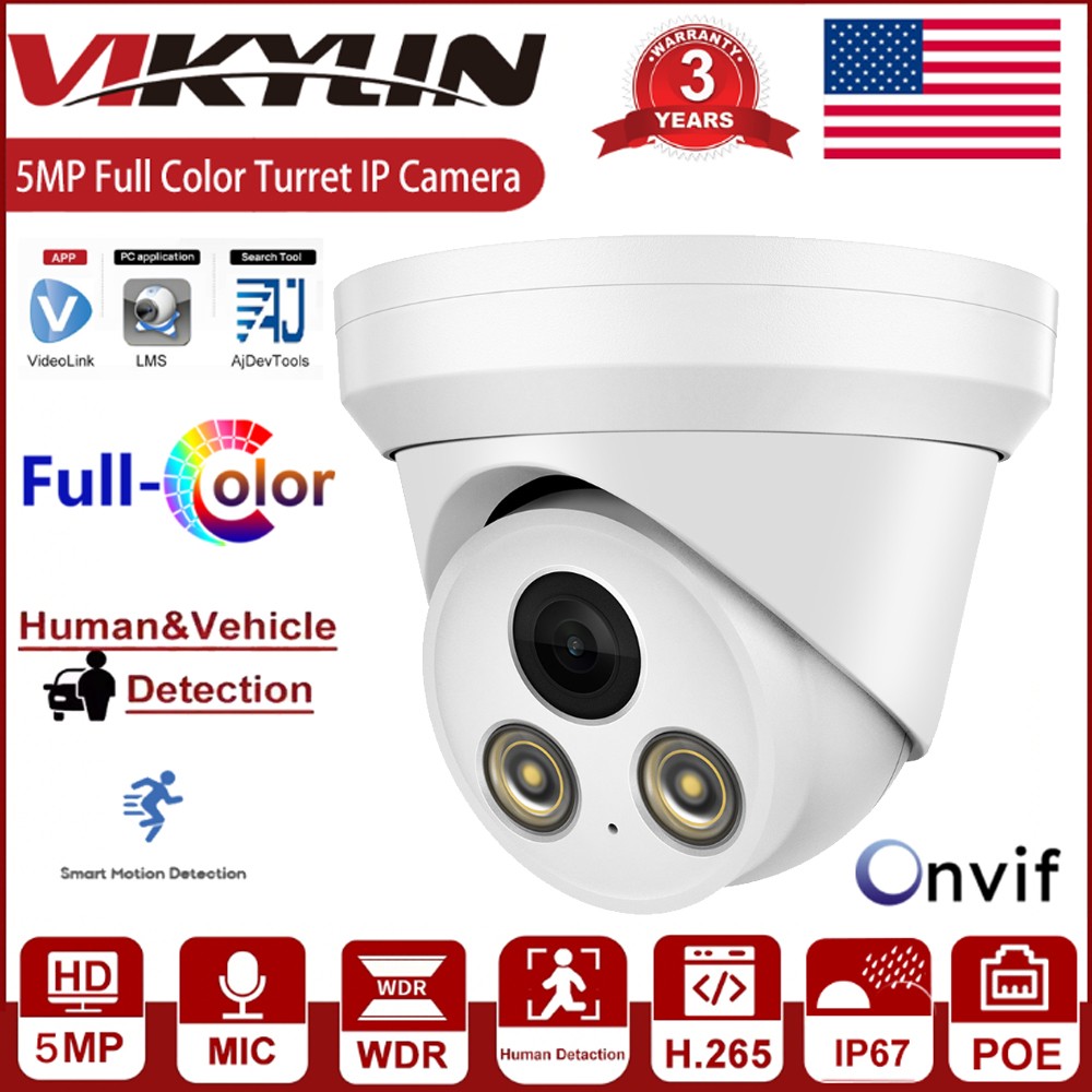 Vikylin 8CH 8PoE NVR Kits Full Color 5MP POE IP Camera with MIC CCTV System Lot