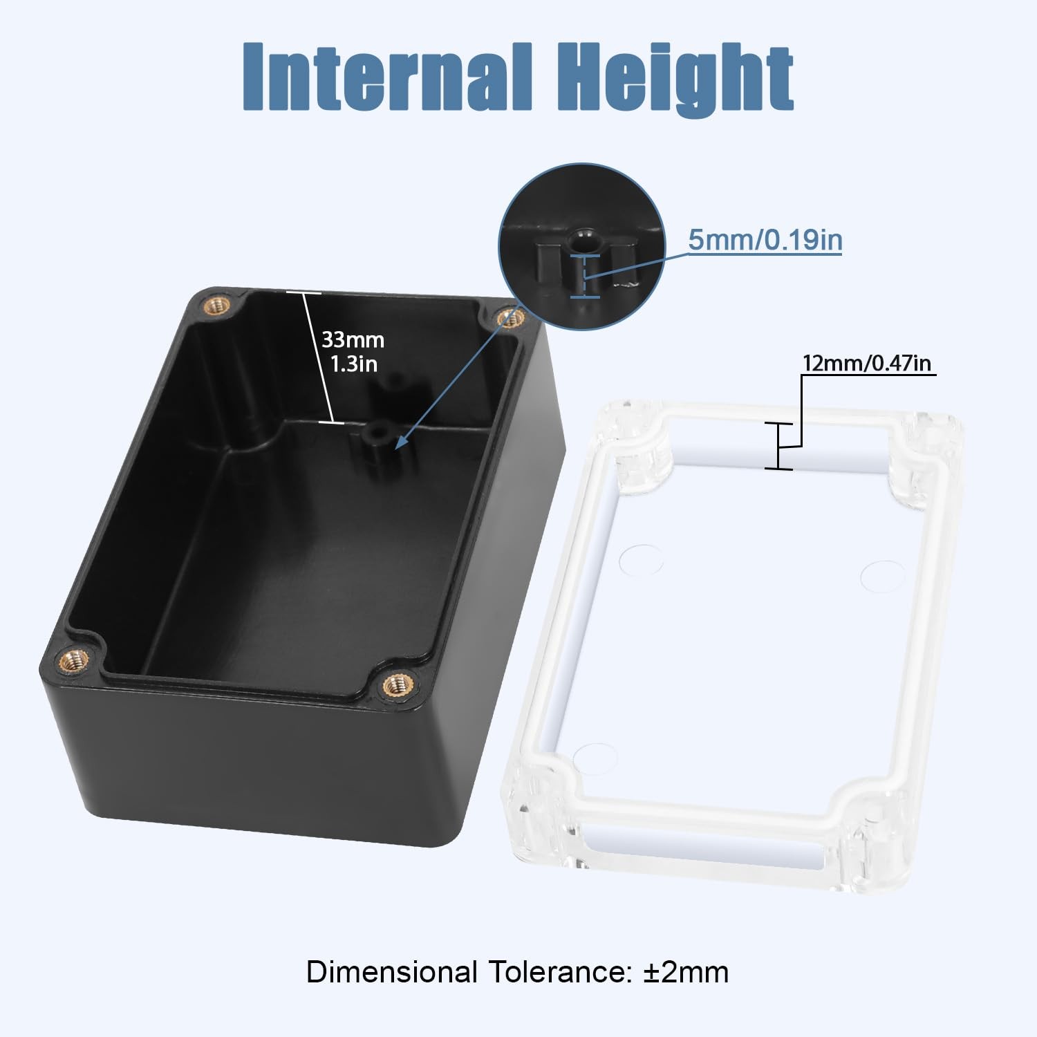LeMotech Project Box ABS Plastic IP65 Waterproof 3.9″x 2.6″x 1.9″, 1 pack