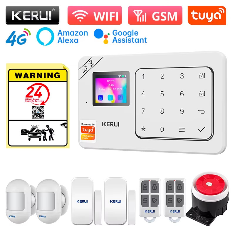 Home Alarm System Support Alexa W184 Tuya Smart Home Security Alarm 4G/WiFi Wire